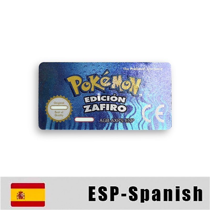 Pokemon Leaf Green Fire Red Ruby Emerald Sapphire Game Cartridge Label Stickers for Gba