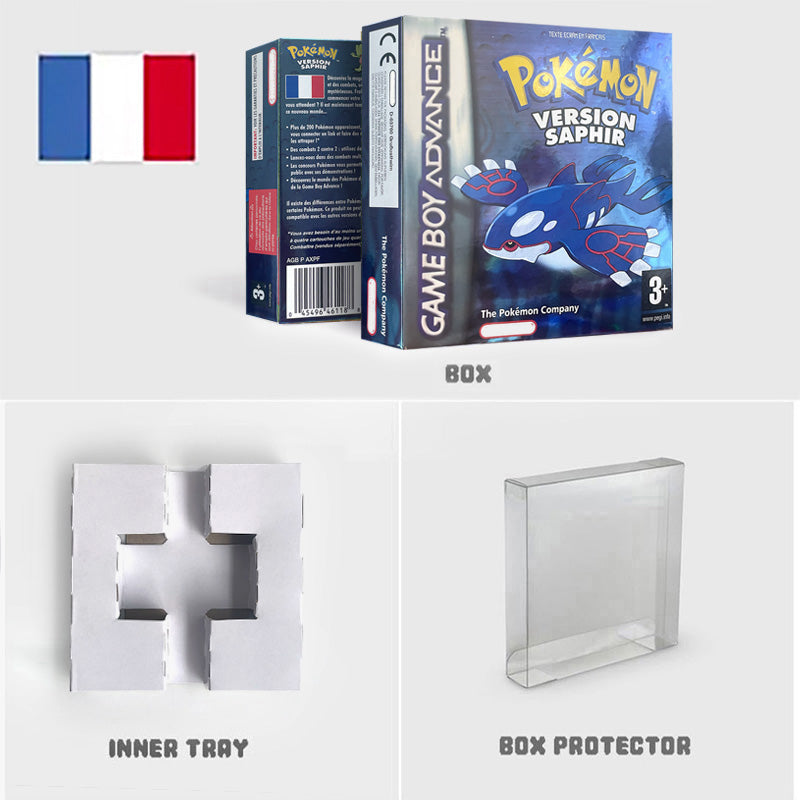 USA NOE FRA EUR ESP ITA Pokemon Emerald Ruby Leafgreen Sapphire Firered Nintendo Metallic Holographic BOX for GBA multiple languages