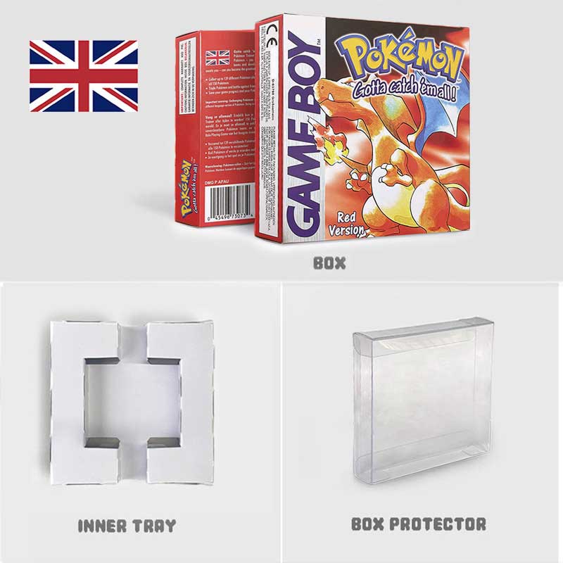 USA FRA NOE ESP ITA EUR Pokemon crystal gold silver red blue yellow Metallic FoilFinish Box Trey Manual label for GBC