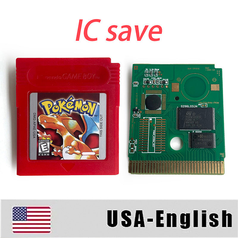 USA Pokemon red English Version Battery Save no RTC Flash Cart IC Save Manual Cartridge with Tray Box for Gbc Game Boy Color
