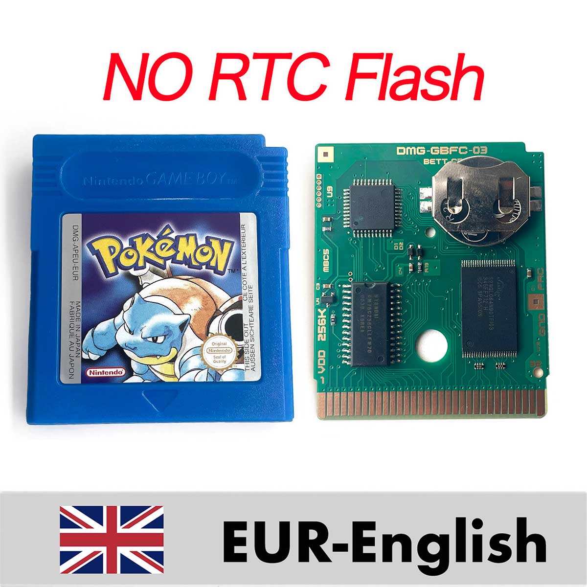 USA ITA NOE FRA ESP EUR version pokemon RTC Flash crystal gold silver NO RTC yellow red blue 16 bit Game Cartridge for GBC