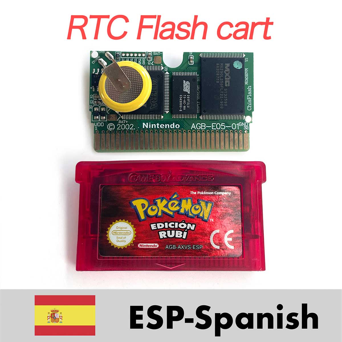 USA ESP NOE FRA EUR ITA 1M/RTC Flash cart Pokemon Emerald,ruby,sapphire,firered,leafgreen Game Cartridge for GBA multiple languages