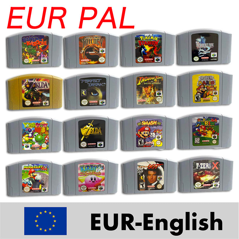 EUR PAL Version English Zelda Major Mask Resident Evil 2 Banjo Kazooie Mario Party 2 Game Cartridge for N64 Nintendo 64