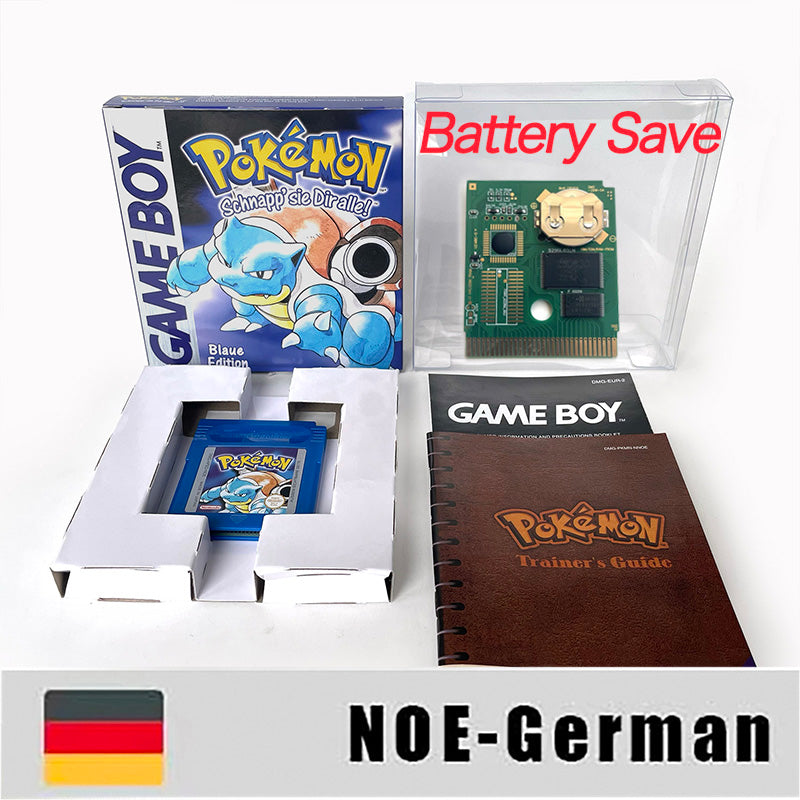 GBC game NOE German pokemon blue version Nintendo Battery save flash cart pokemon blau cartridge tray box gbc game boy color