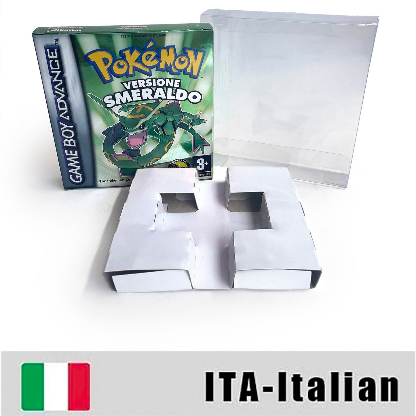 ITA Italian IC save rtc flash cart Real Time Clock pokemon smeraldo version box with tray Nintendo game cartridge for gba game boy advance