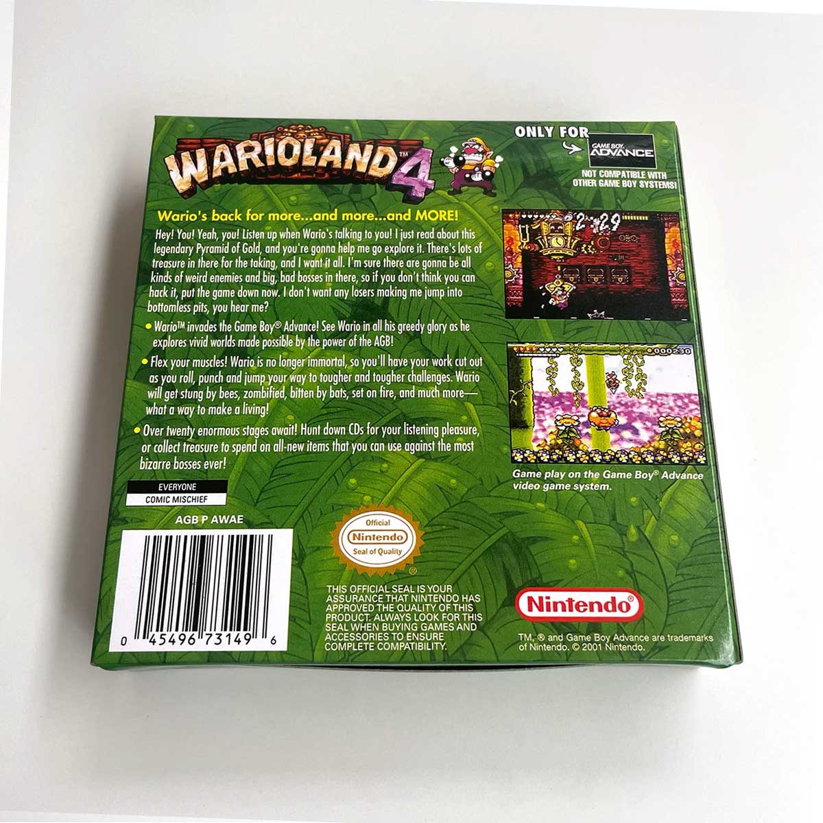 USA Englsih Wario Land 4 Nintendo Tray Box Game Cartridge for Gba