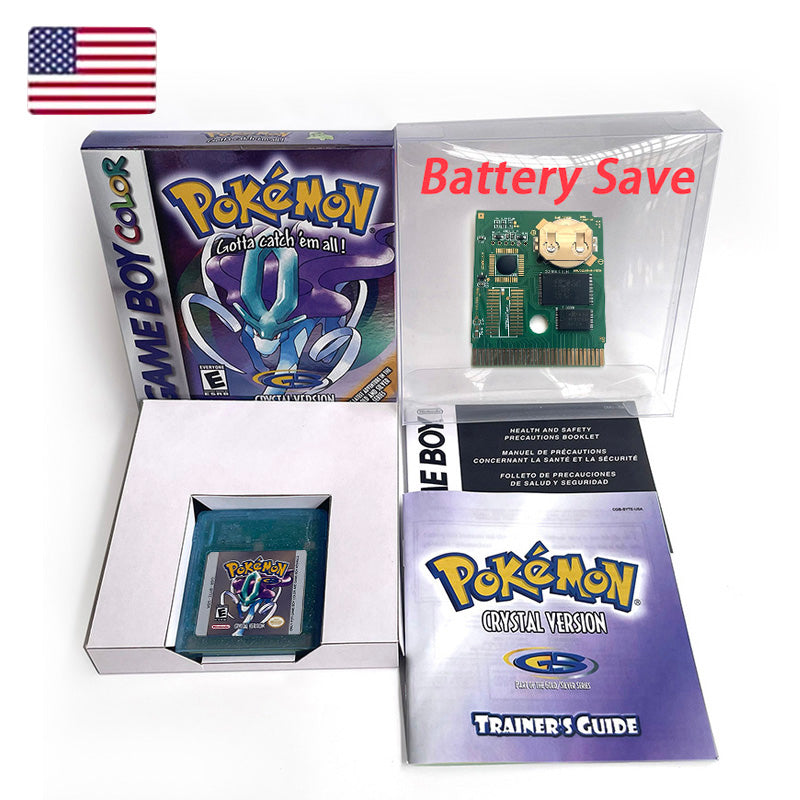 USA ITA NOE FRA ESP version battery save cart sealed pokemon blue 16 bit box tray manual Game Cartridge for GBC
