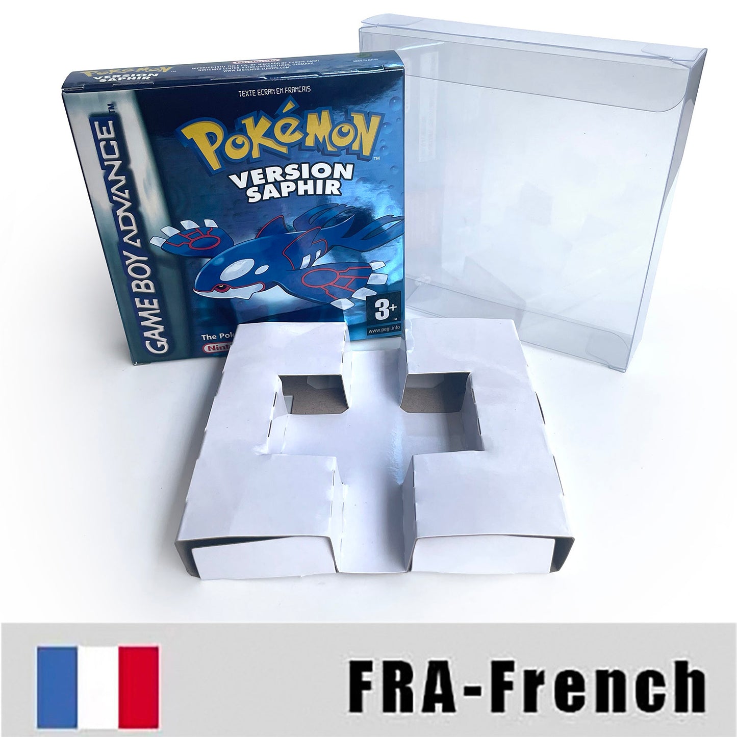 FRA French IC save rtc flash cart Real Time Clock pokemon Saphir version box with tray Nintendo game cartridge for gba  game boy advance